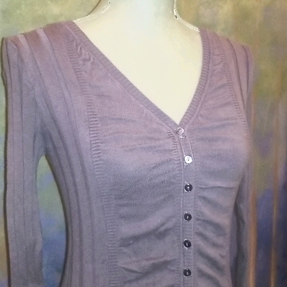 EUCMed grey cotton/ramie blend SEXY V-neck sweater - Picture 2 of 7
